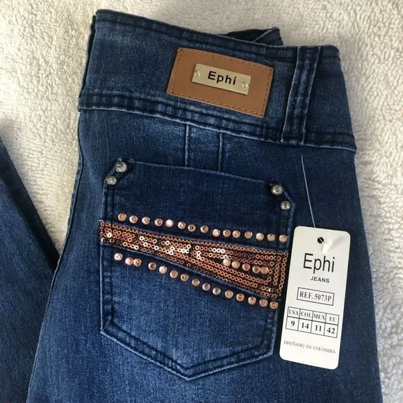 Ephi Jeans. Women's Butt Lifter Technology Embellished Jeans High Waist Sz 9 USA - Picture 12 of 12